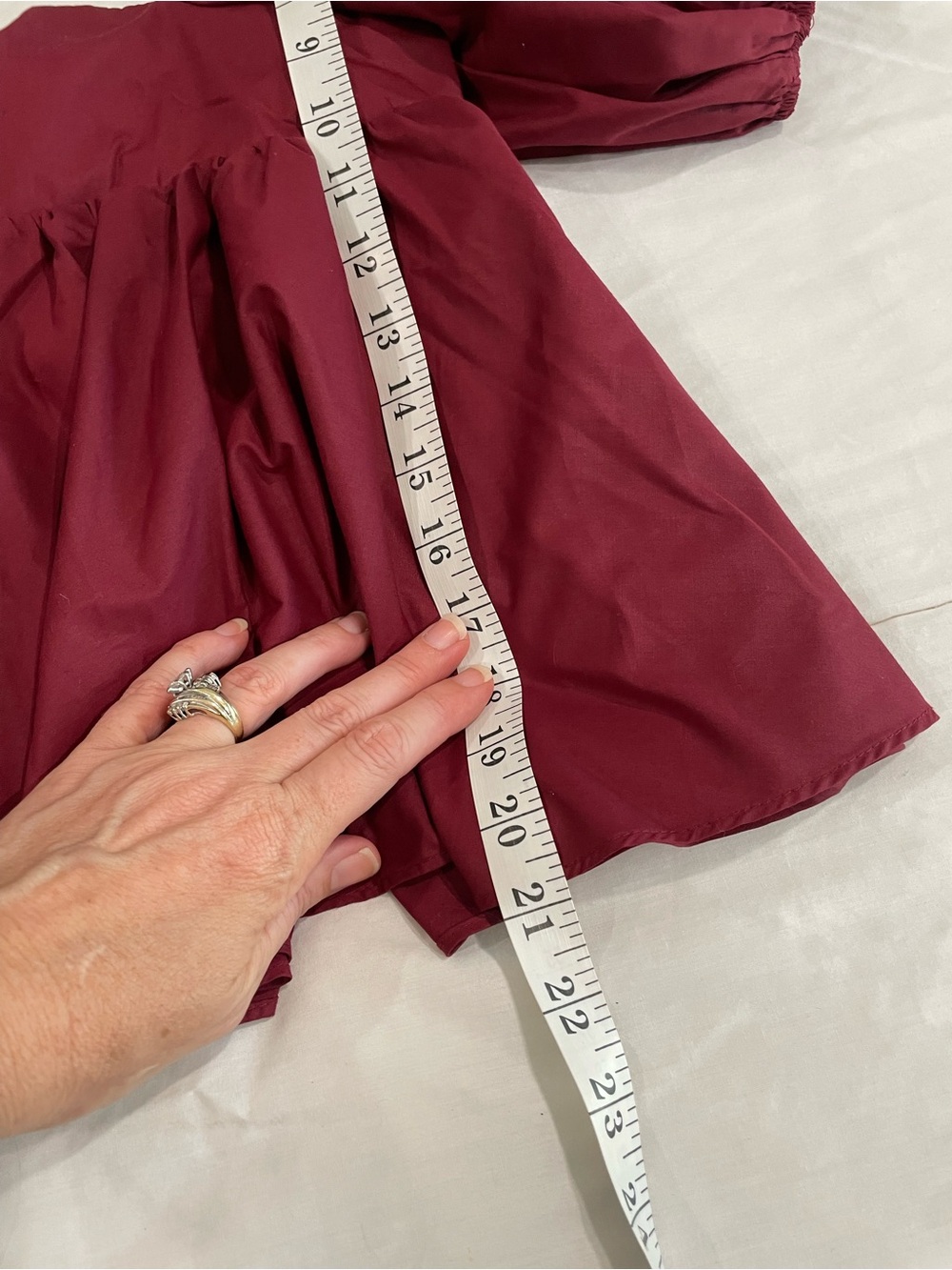 En Saison Burgundy Puff Sleeve Babydoll Flowy Top (S) - Picture 9 of 9
